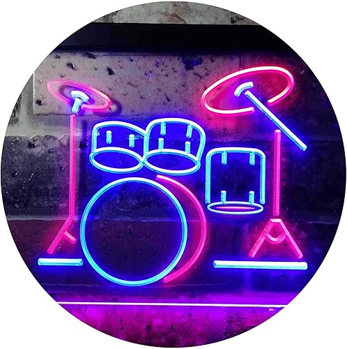 ADVPRO Drum Music Band Room - Letrero de neón LED de doble color, rojo y azul, 12 x 8.5 pulgadas, st6s32-i0230-rb