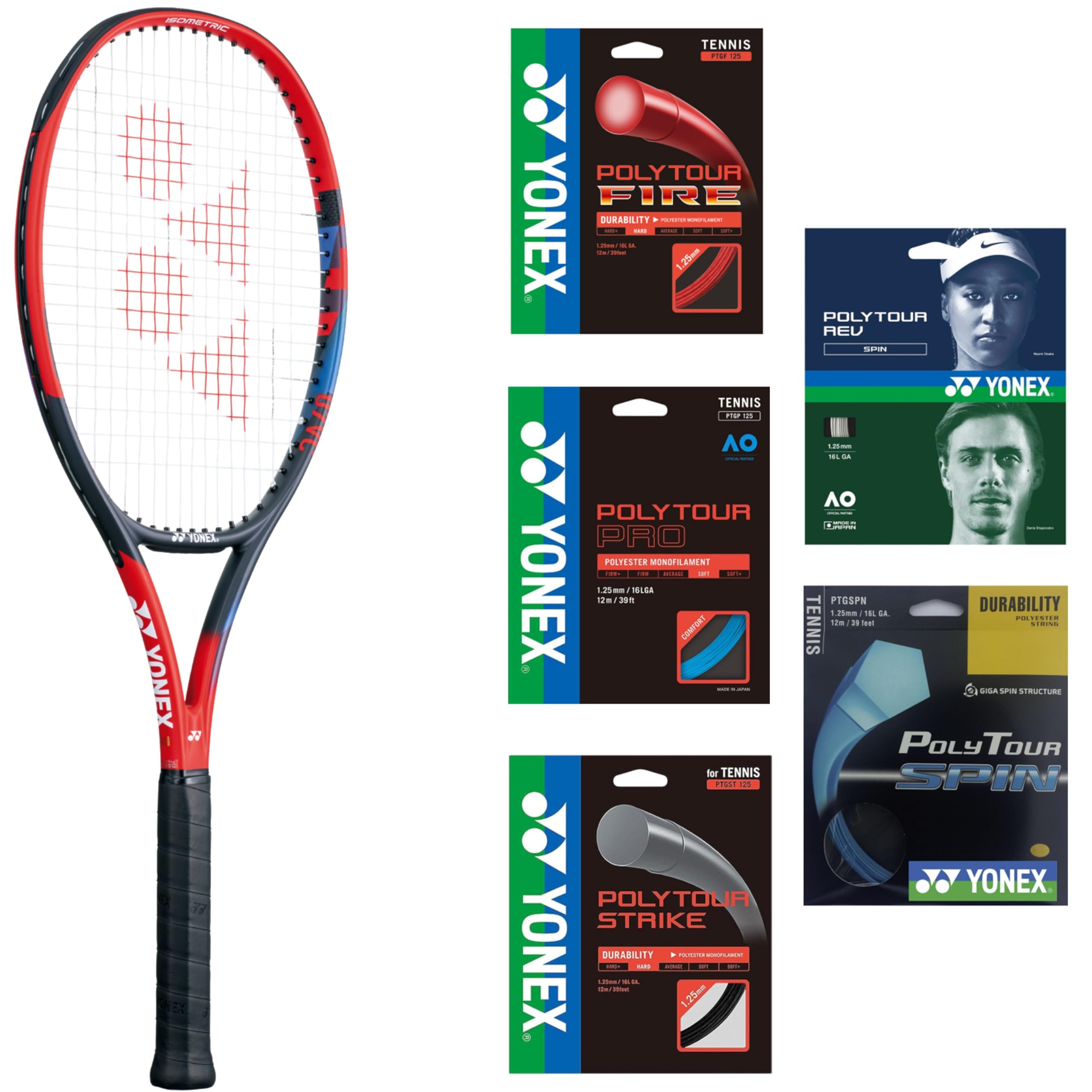 Yonex VCore Ace 7th Gen Tennis Racquet (Scarlet) - Strung with Your Choice String