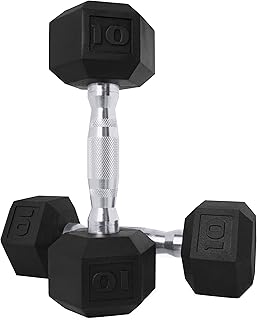 CAP Barbell SDPP-020 Color Coated Hex Dumbbell, Black, 10 pound, Pair