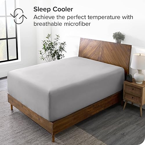 Miniatura 3 de Bare Home Sábana bajera de bolsillo extra profundo microfibra 1800 de alta calidad ultra suave sin arrugas sábana bajera de bolsillo profundo Cal