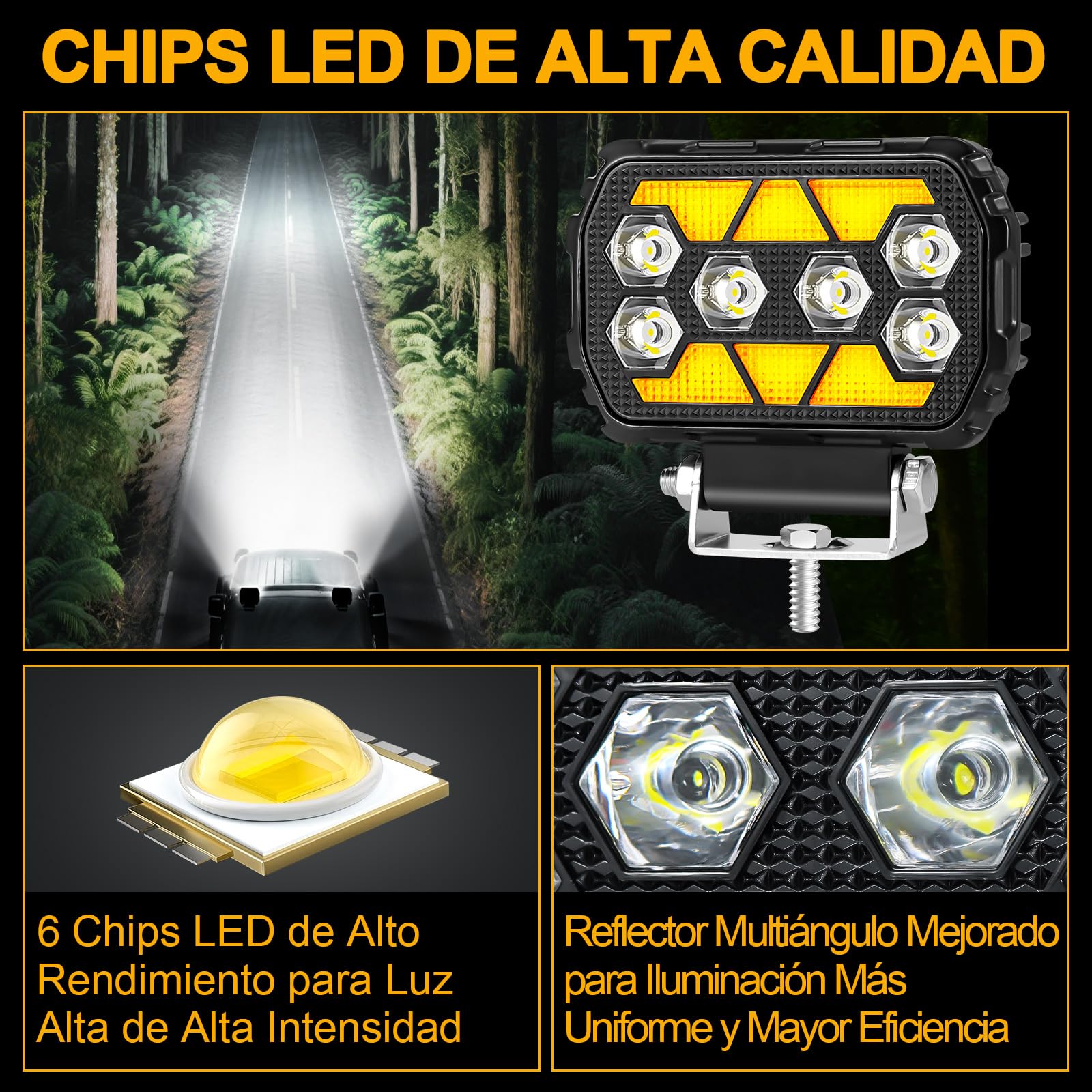 antom 2 focos led 12v 168W 9-60V 18000 lumenes faros led tractor IP68 impermeable 4,5 pulgadas luz auxiliar para excavadoras, tractores, remolques, ATV, entusiastas del outdoor
