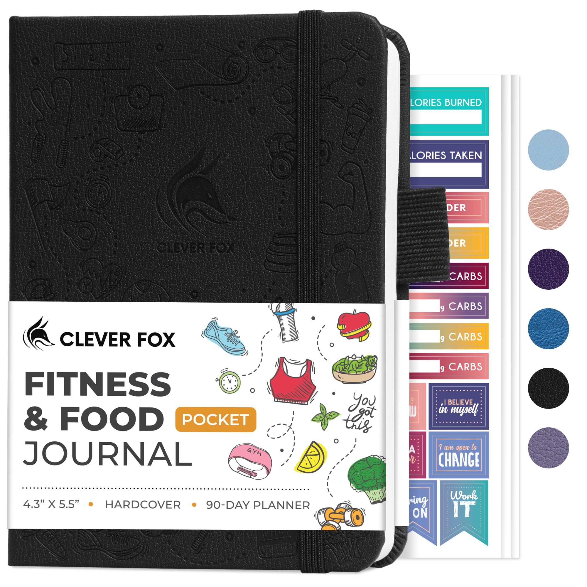 CF Fitness and Food Journal (Black, Pocket (4.2" x 5.7"))