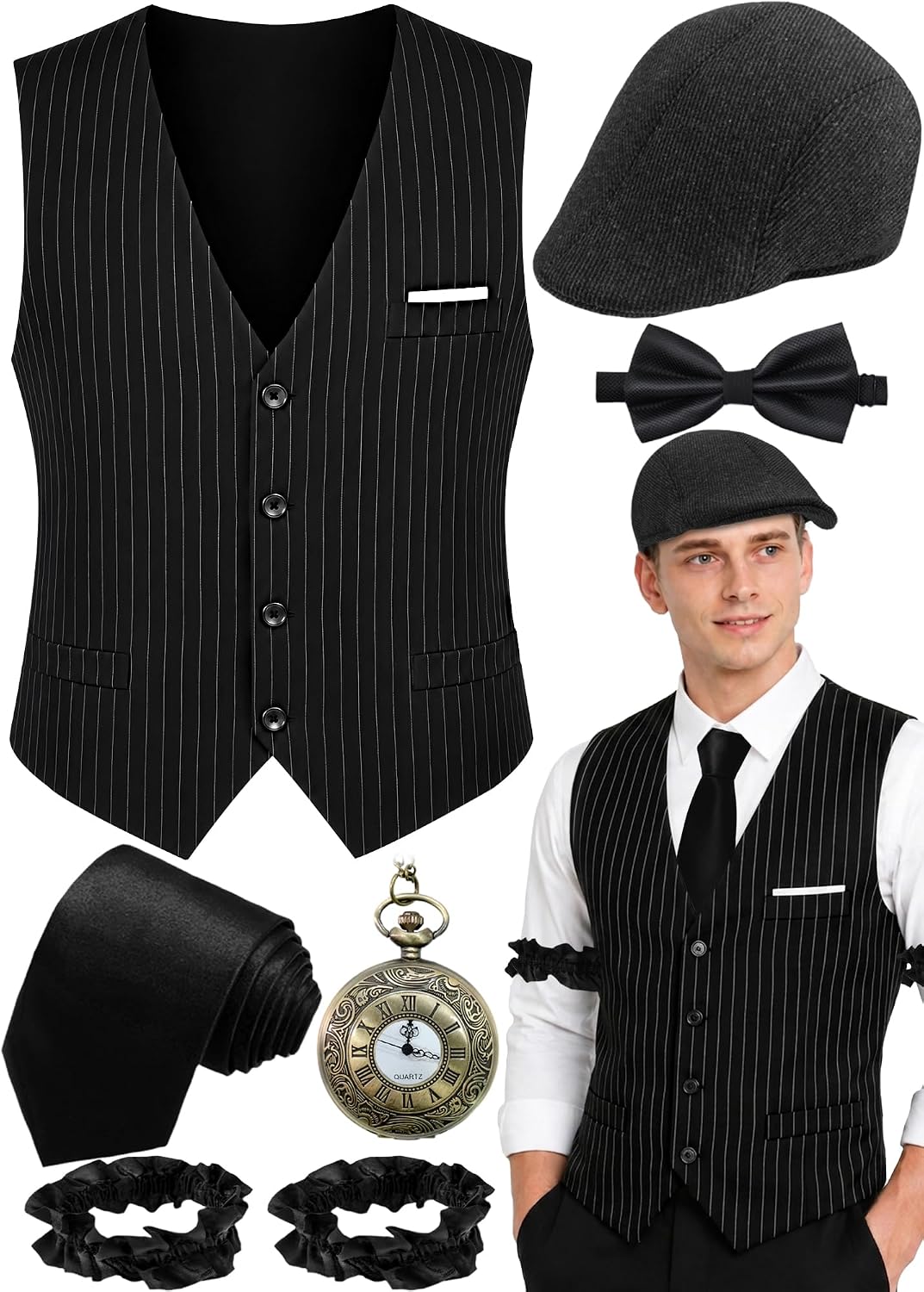 1920s Mens Costume,Roaring 20s Costumes for Men Halloween Costumes