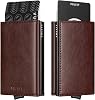 VULKIT Pop up Card Wallet Minimalist Cash Wallets RFID Blocking Leather Smart Credit Card Holder with ID window for Men (Carbon Black)