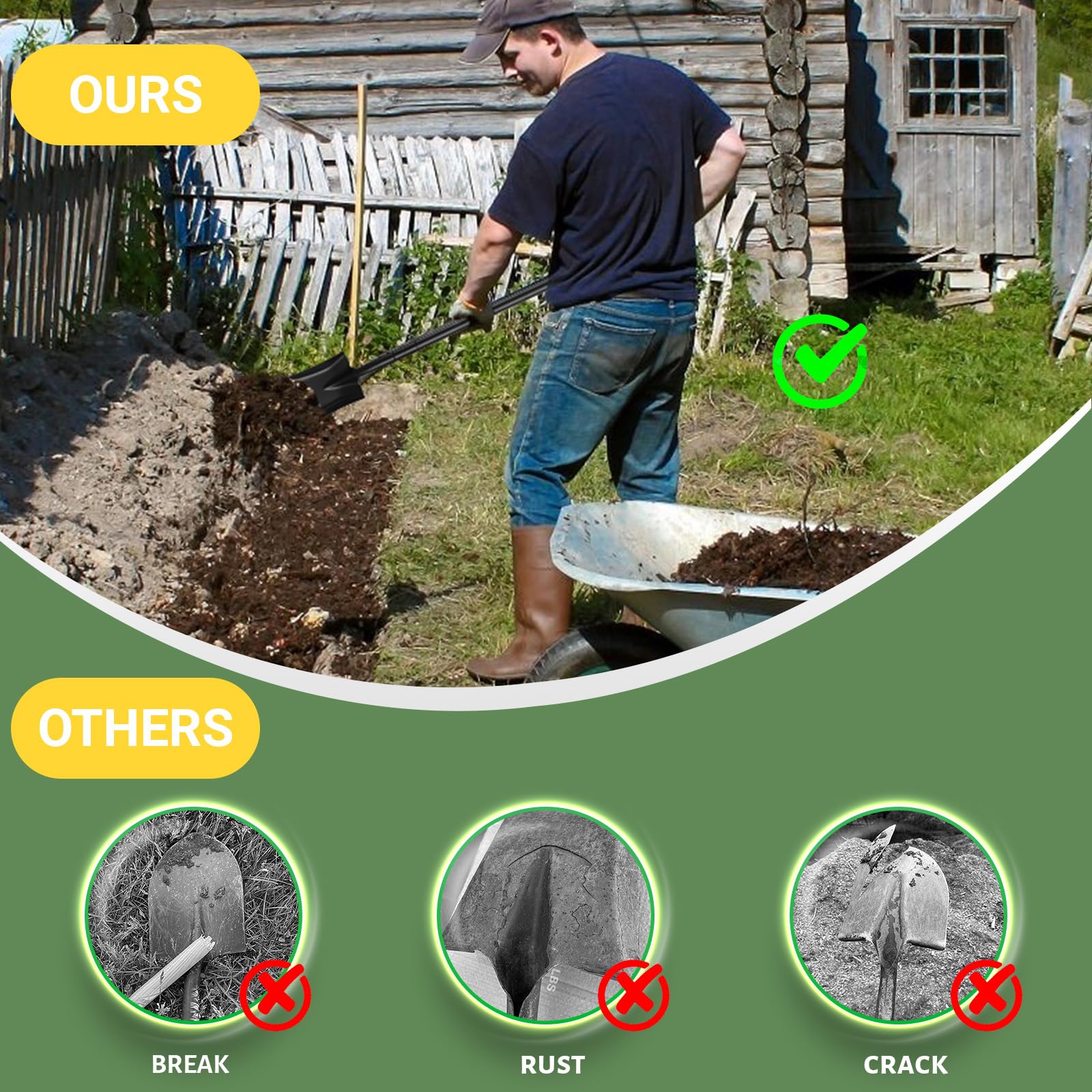 Pala jardineria pequeña con Mango metálico de 110cm, Mini Pala Desmontable para jardinería Camping Supervivencia,Negro