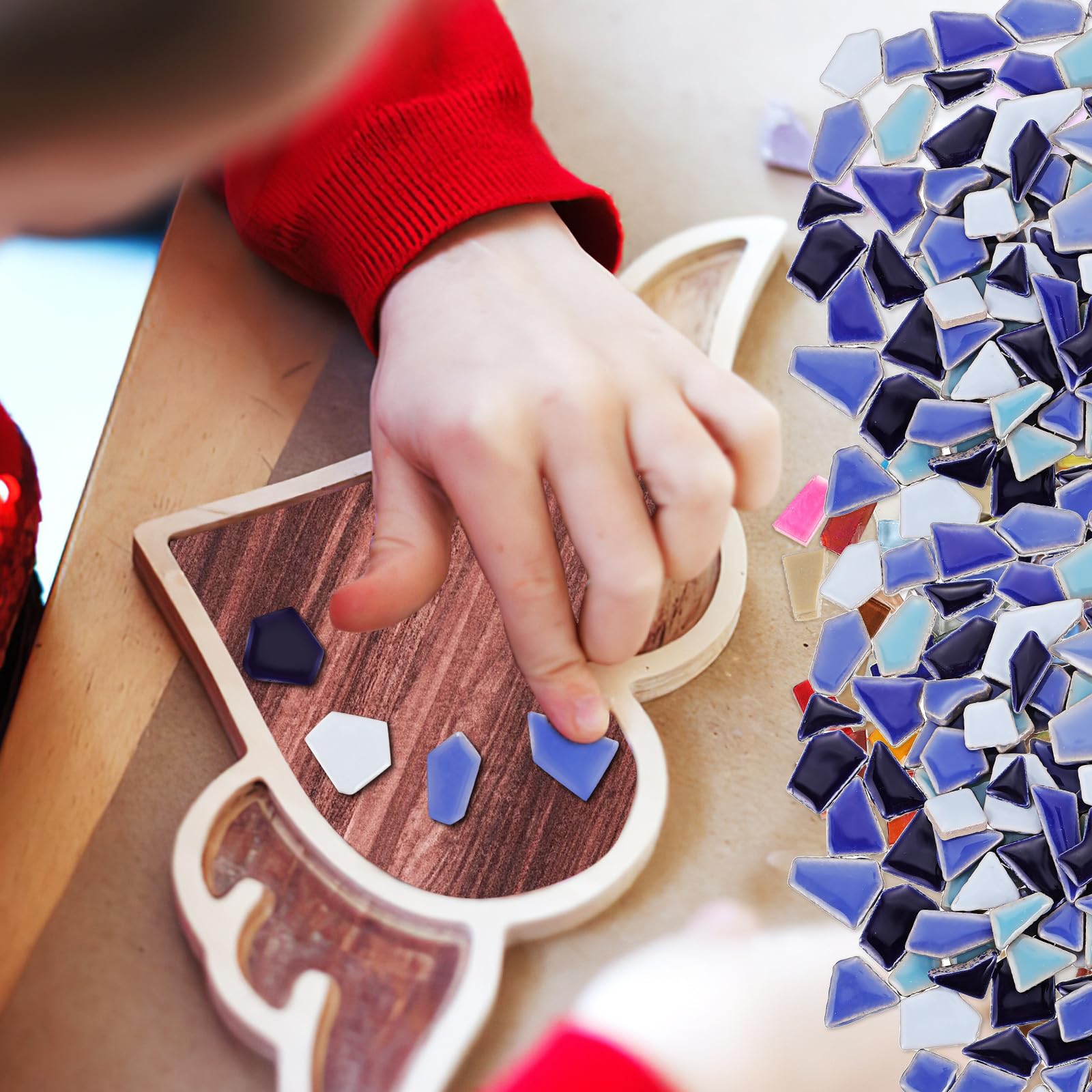 Azulejos de Cerámica Irregulares Material Seguro Adecuado para Decoración y Proyectos Creativos Piezas de 200g en Color Azul para Manualidades Diy