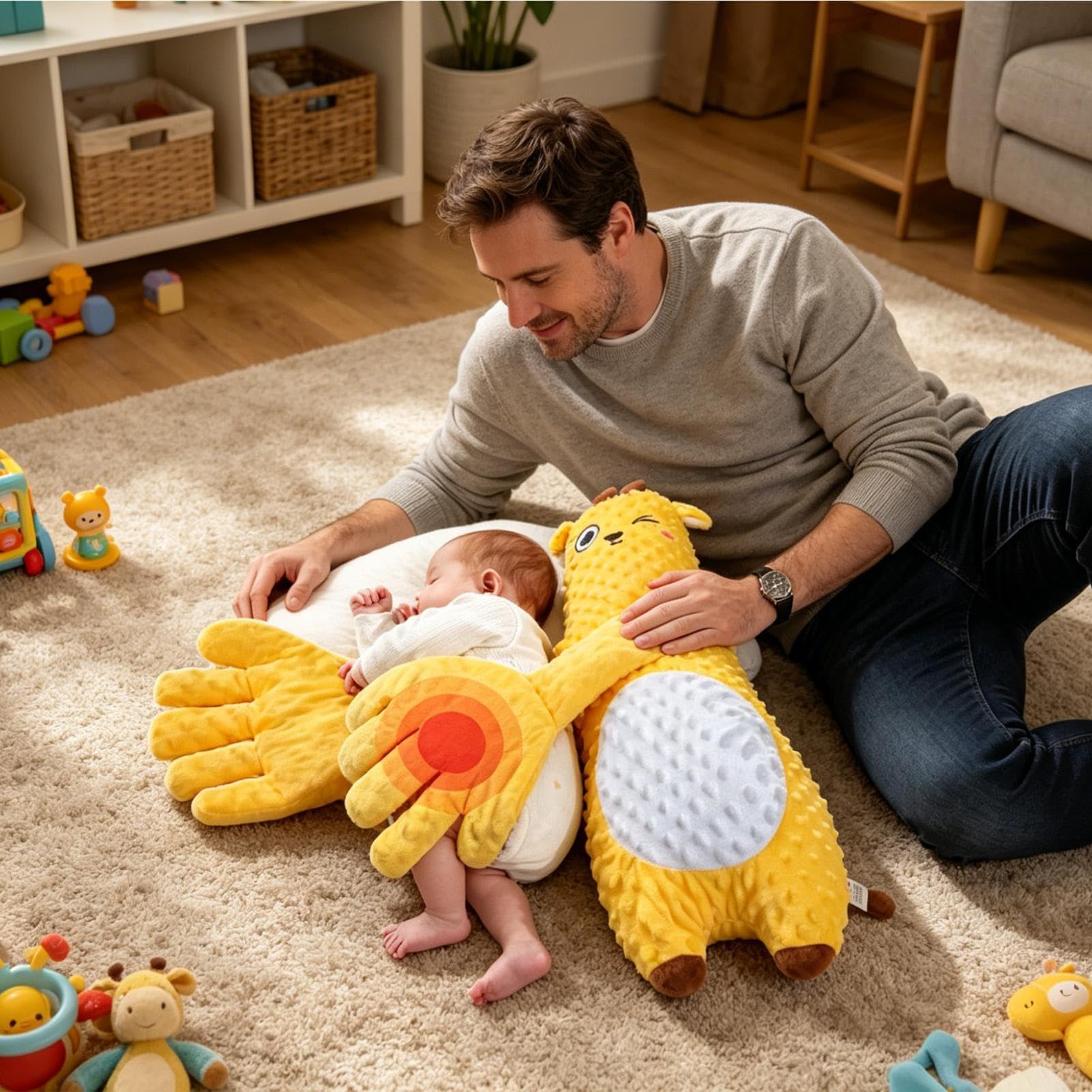 Baby-Kissen, Sanfte Wärmekompresse, Komfort: 73 X 28 X 15 Cm, Intelligente Babybett-Schnuller Mit Heißkompresse In Giraffenform, Elektrisches Plüschkissen Mit Klatschender Handfläche, Multi-Mode-Beruh