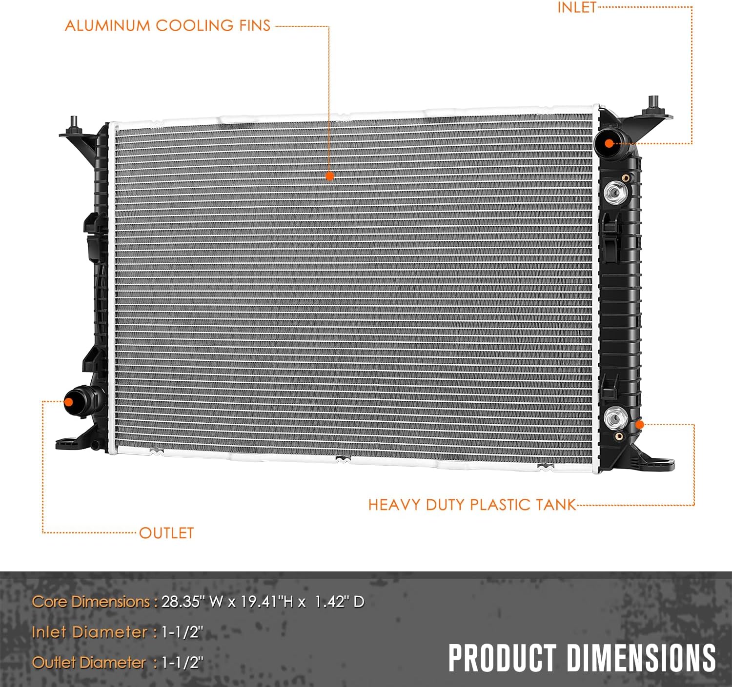 Factory Style 1-Row Aluminum Core Cooling Radiator Compatible with 08-15 Audi RS5 S5