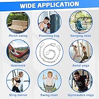 Vista 6 de Heavy Duty Stainless Steel Chains, 550LB Punching Bag Chain with Carabiners, Heavy Bag Chain for Boxing Punching Bags Hanging Chair Hammocks Swing