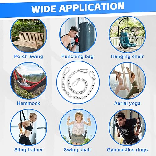 Miniatura 6 de Heavy Duty Stainless Steel Chains, 550LB Punching Bag Chain with Carabiners, Heavy Bag Chain for Boxing Punching Bags Hanging Chair Hammocks Swing