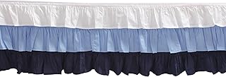 Bacati - Mix N Match Solid 3 Layer Ruffled Crib Skirt (White/Blue/Navy)