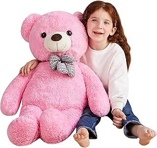ايرث ساوند دب تيدي بير العملاق - كبير الحجم لطيف - هدايا للبنات والاولاد والاطفال والصديقة (بينك 78 سم)