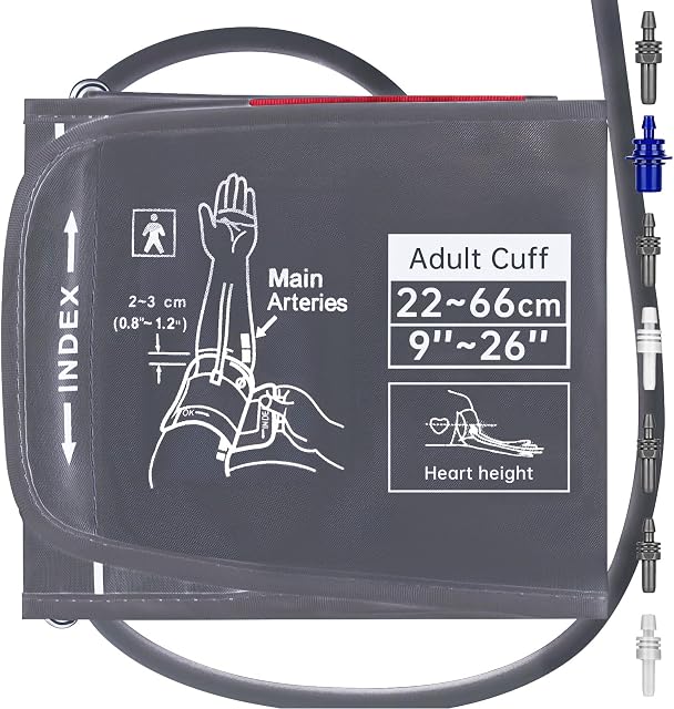 Alcarefam Extra Large Blood Pressure Cuff, 22-66cm XXL Cuff for Big Arms, Replacement Adult Cuff Compatible with Omron BP Monitors, 7 Connectors