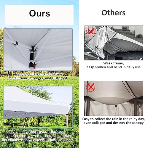 Miniatura 4 de COBIZI - Toldo desplegable de 10 x 20 pies con paredes laterales, toldo comercial impermeable, glorieta instantánea para exteriores, protección UV,