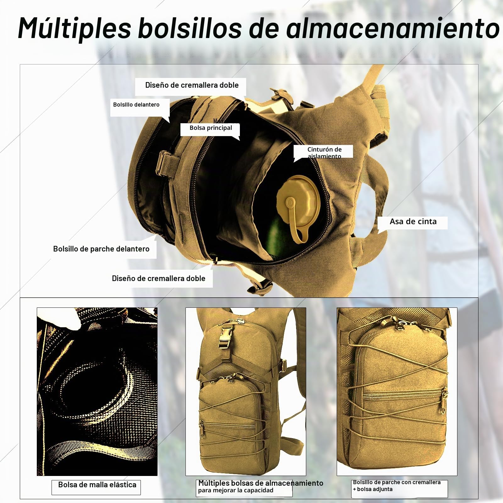 La Mochila táctica RAPIDSKY con Bolsa de Agua de 3 litros, diseño de Gran Capacidad, Unisex, Ideal para Senderismo/Ciclismo/Carrera/Caza.