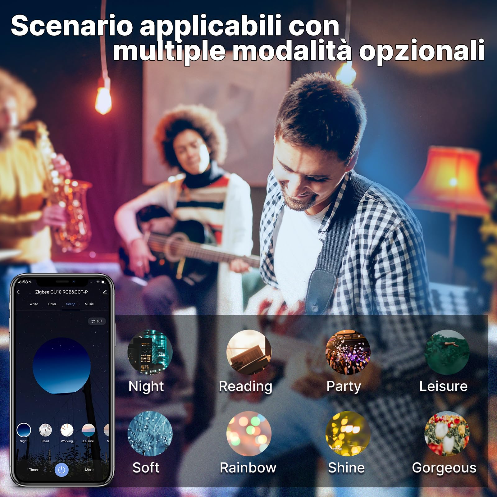 MOES ZigBee Lampadina LED Smart GU10 da 5W RGB e bianco freddo dimmerabile | Controllo vocale Alexa/Google Assistant, 2200-6500K 345lm Confezione da 2 (richiede ZigBee Hub)