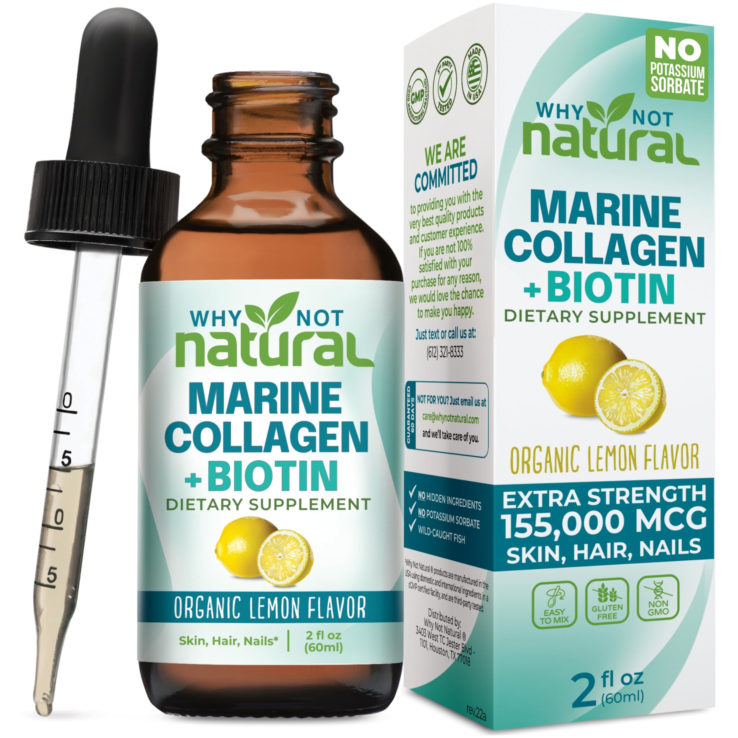 Liquid Collagen Plus Biotin Drops - Supplement for Hair, Skin, and Nails