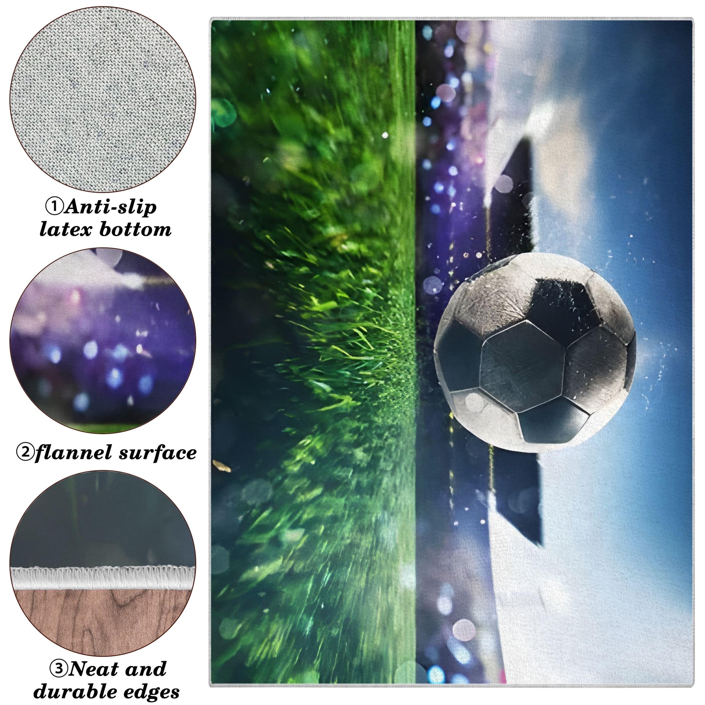 Teppich Quadratisch Klein 120x120 Waschbar in Waschmaschine FußBall Teppich Kurzflor FußBallspiel Teppich Gegend rutschfest Dünn Saugfähig für Bad Eingangsbereich Innen