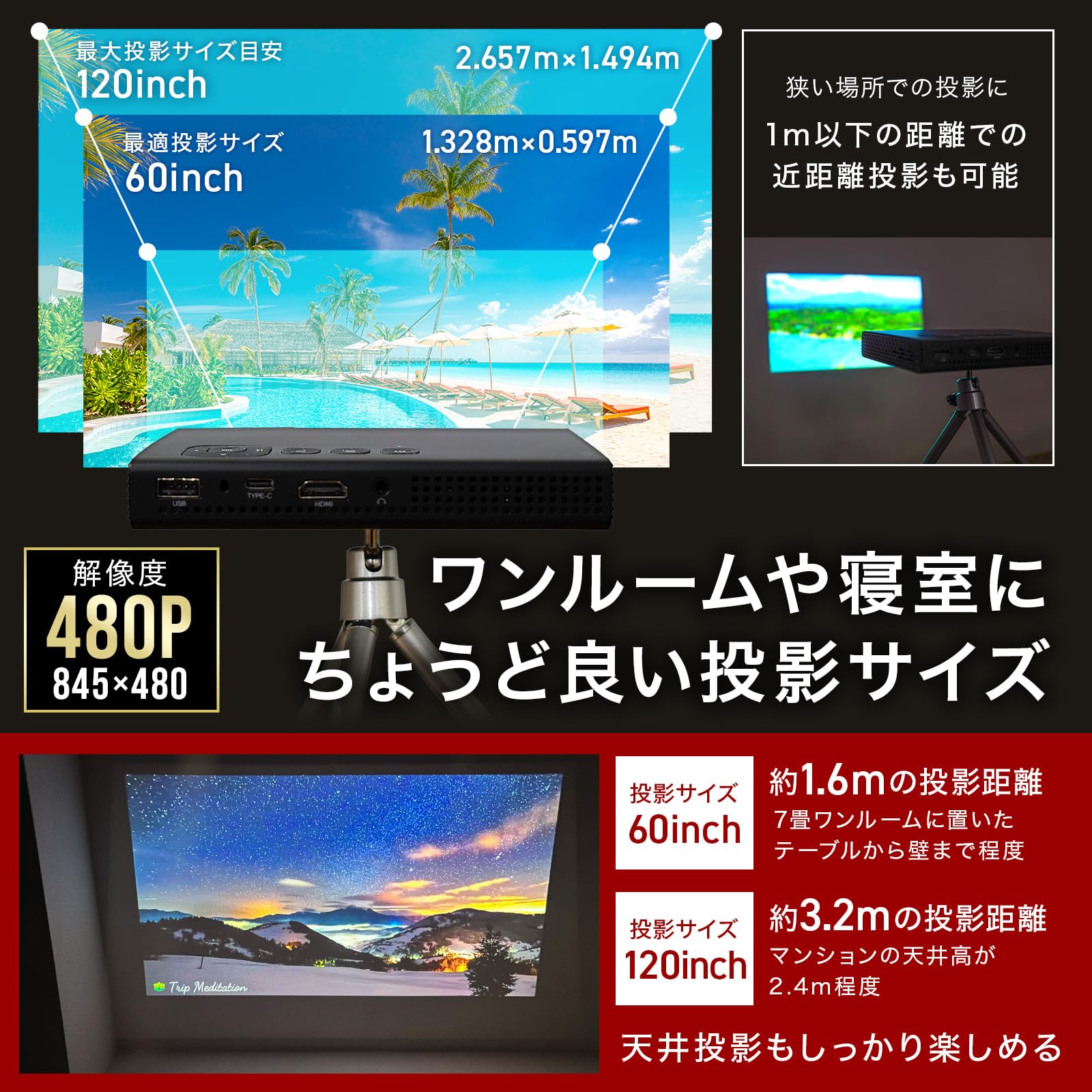 Amazon.co.jp: 薄型プロジェクター ポータブル ポータブル