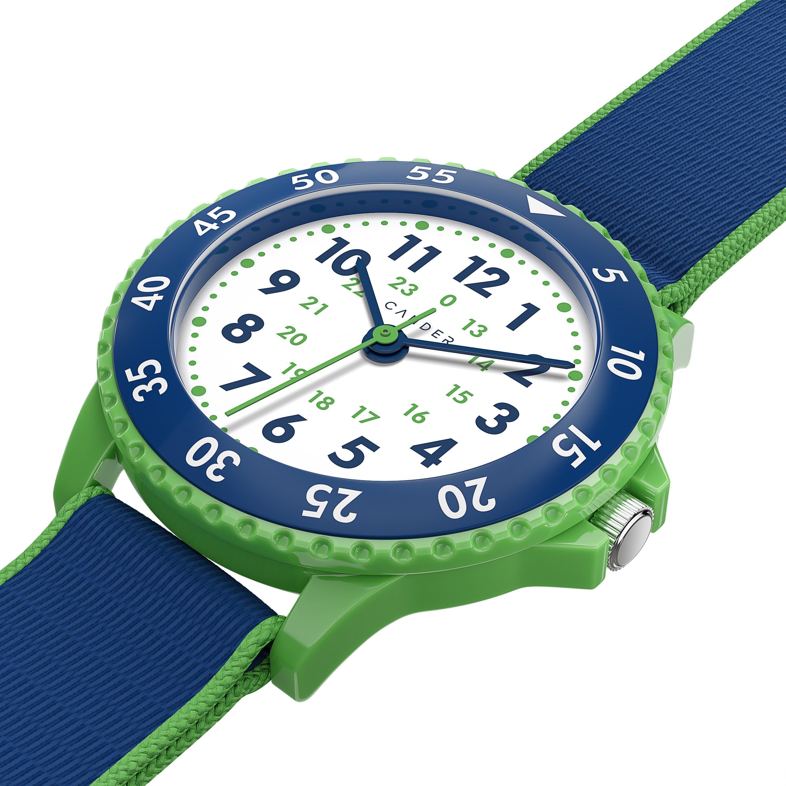 Cander Berlin MNA 0330 D Montre d'apprentissage analogique pour enfant avec fermeture Velcro Étanche 3 ATM