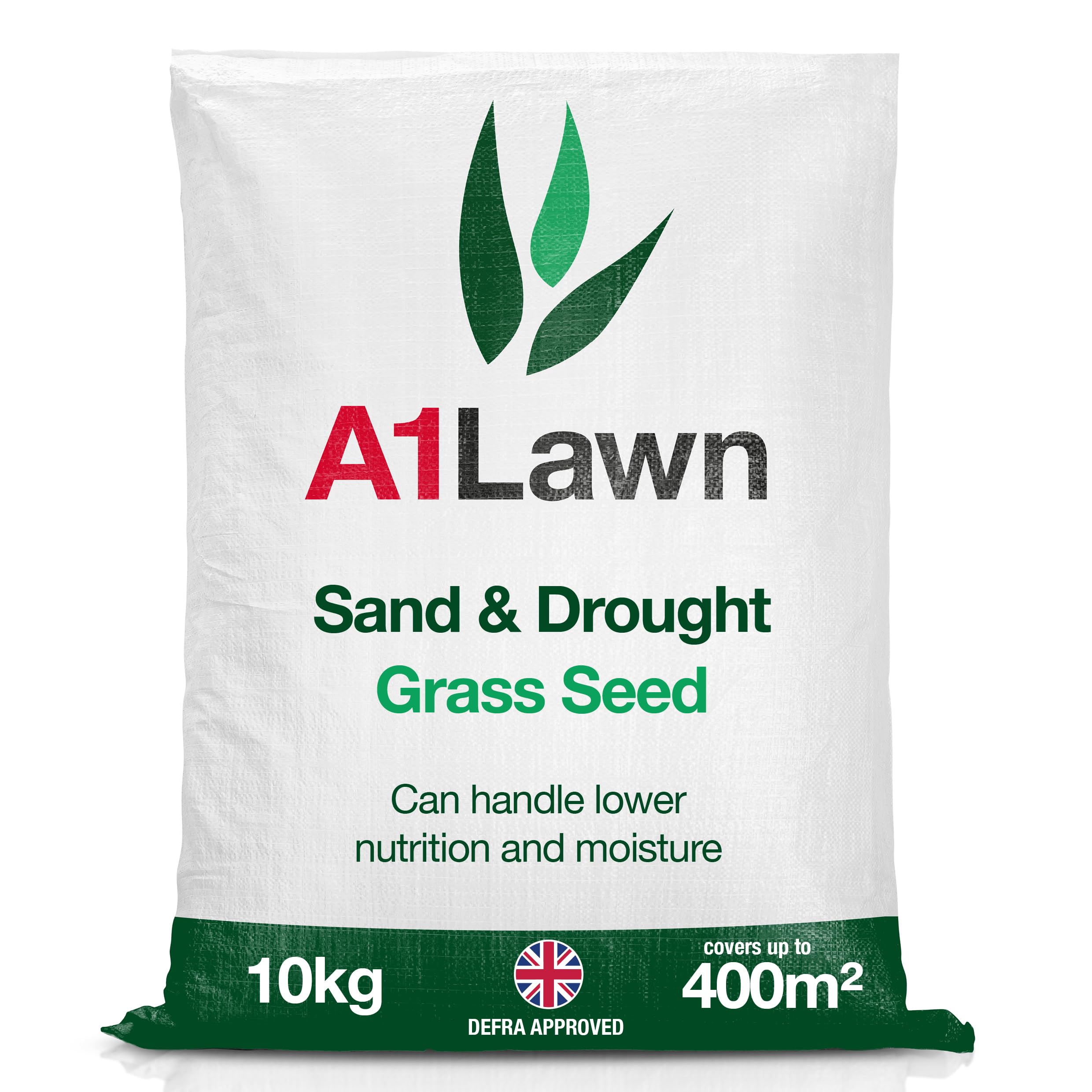 A1 Lawn, Sand and Drought Grass Seed Mix - Ideal for Dry, Sandy Soil, Fine Blade, DEFRA Certified, 10kg — image 1