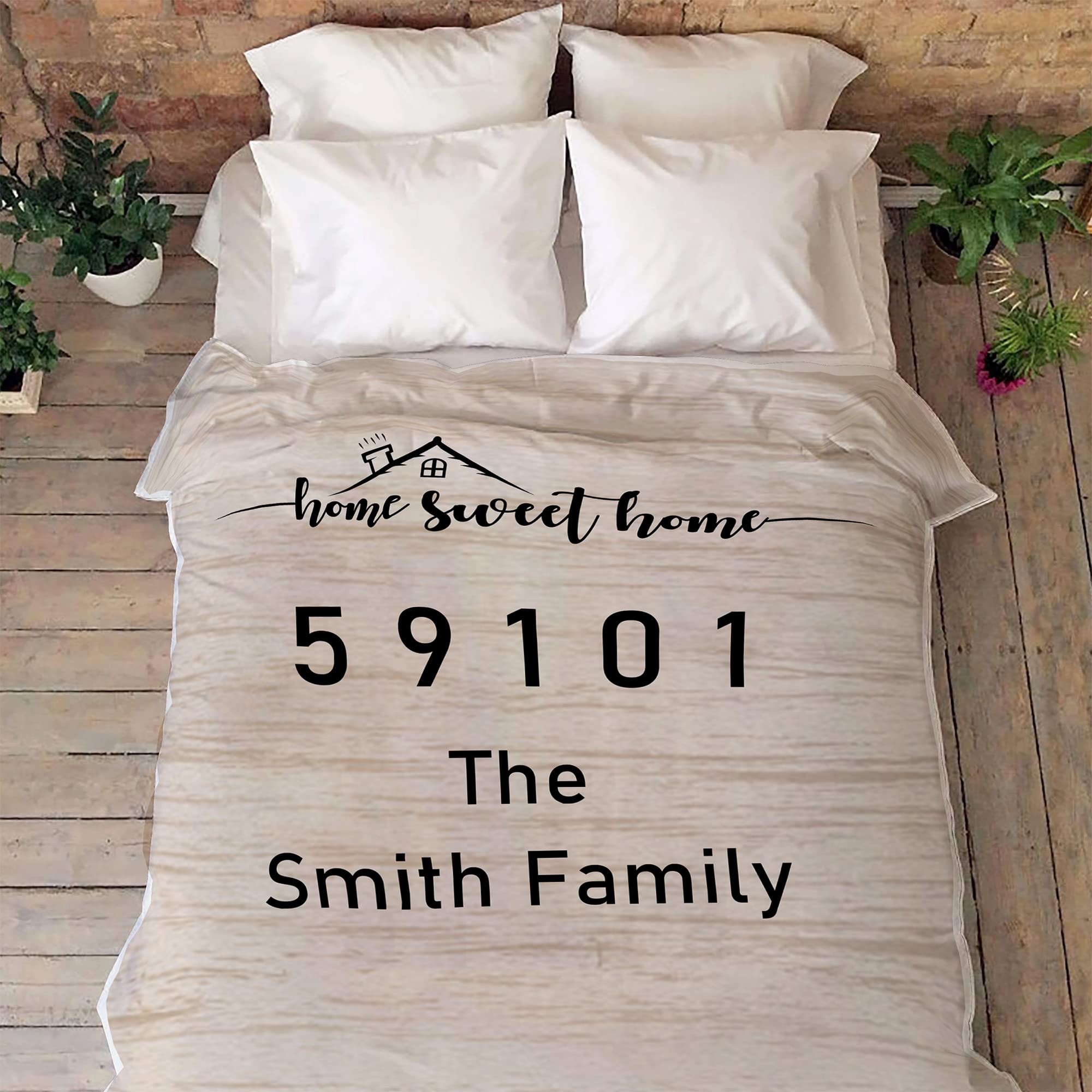Manta personalizada con nombre de familia con código postal, manta personalizada con nombre familiar, manta personalizada con código postal, regalo personalizado, manta para mamá, regalo para papá,