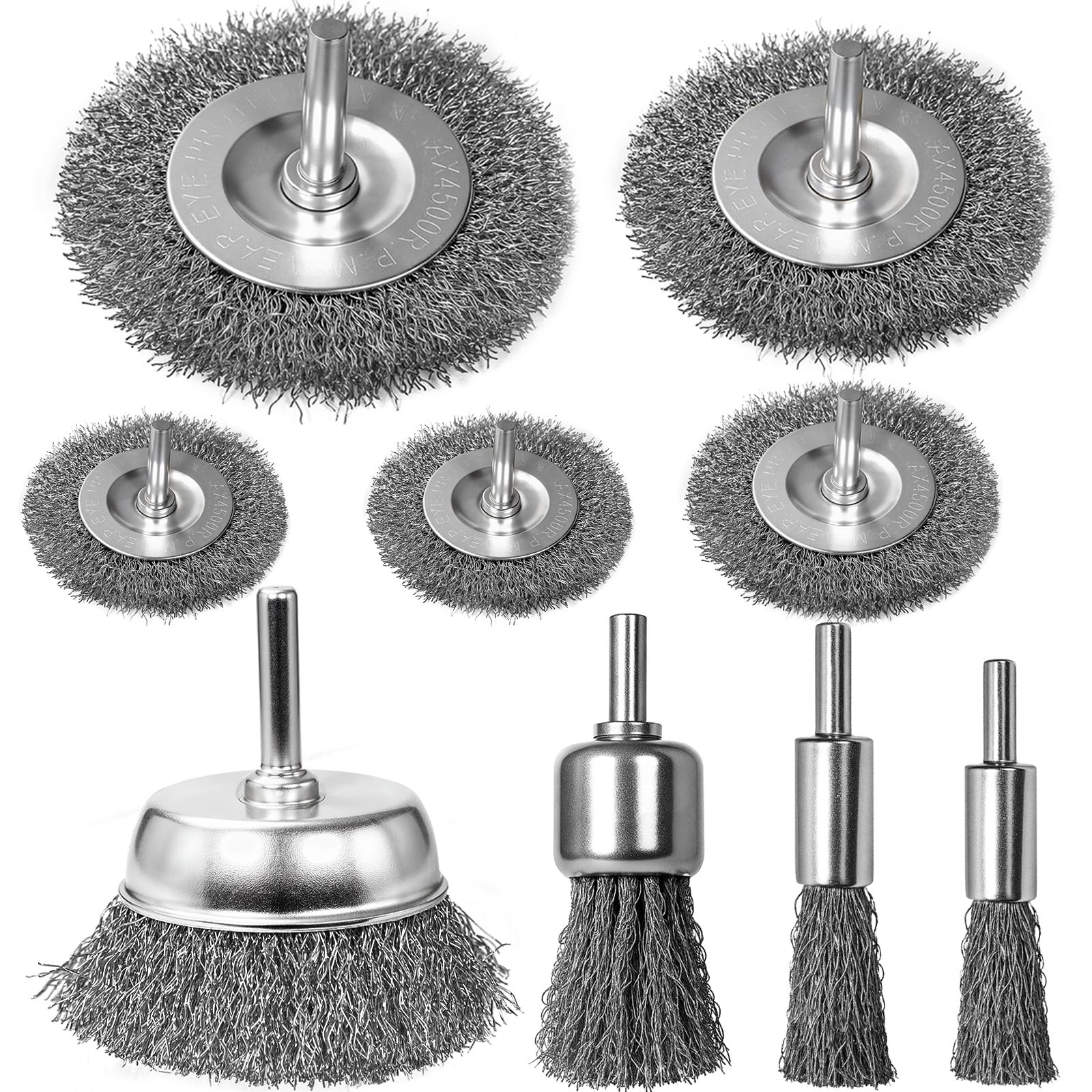 SBGGRL 9 Pcs Wire Brush for Drill Set, Steel Wool Wire Wheel Drill Attachment for Metal Rust Removal, Corrosion and Scrub Surfaces with 1/4 - Inch Round Shank