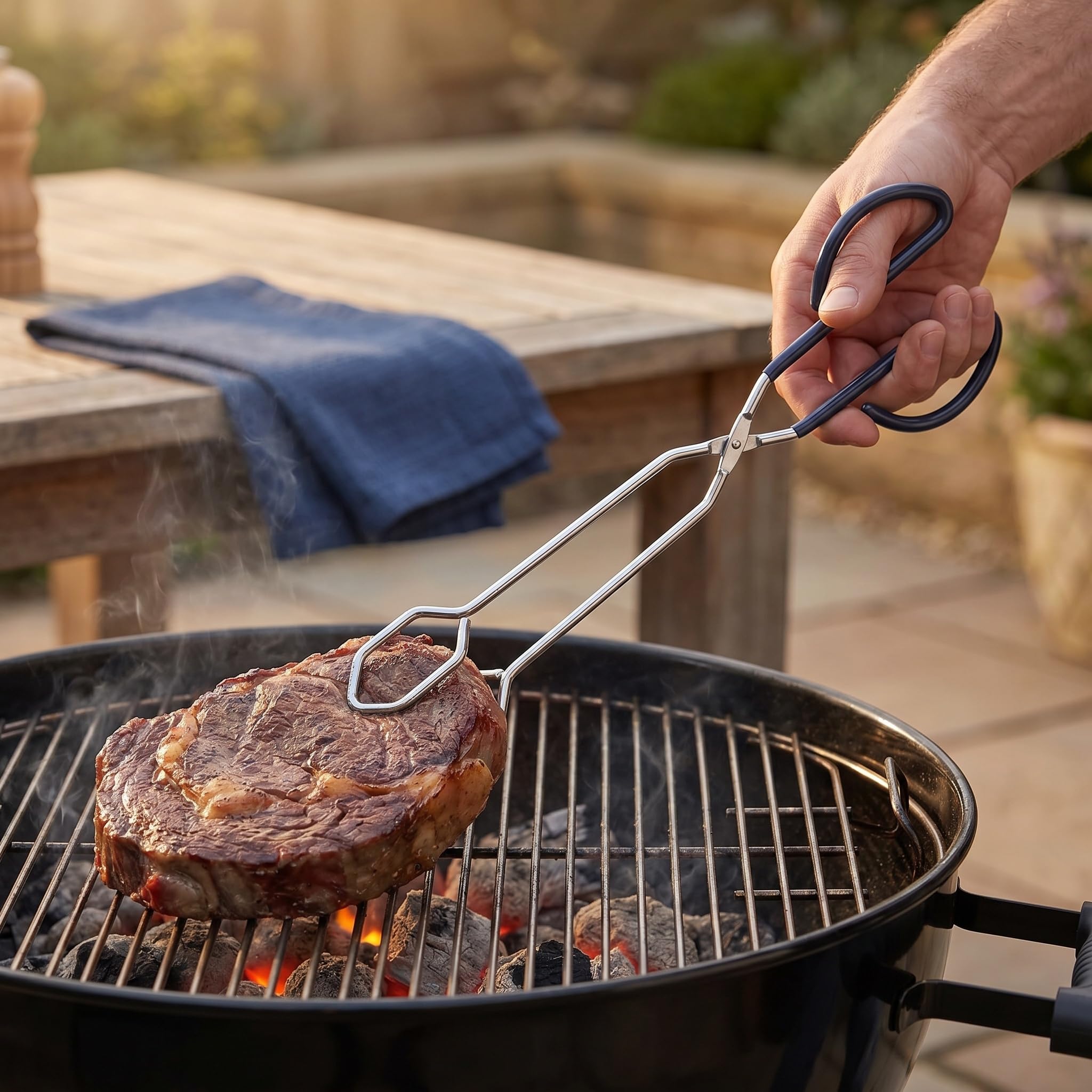 Grillzange Aus Edelstahl – 41 cm Lange Kochschere Mit Ergonomischen Griffen, Perfekt Zum Grillen, Braten, Backen Und Barbecue – Unverzichtbares Multicolor 25x6x2cm