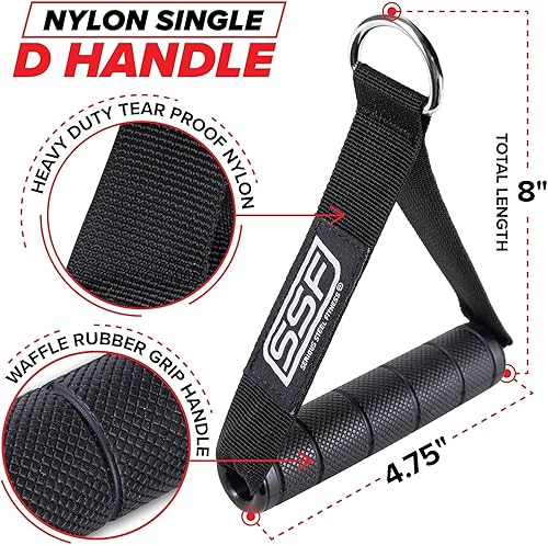 Miniatura 7 de Mango de nailon en D individual  Cuerda de tríceps  Correas de tríceps  Correas abdominales  Accesorios de máquina de cable para entrenamiento de