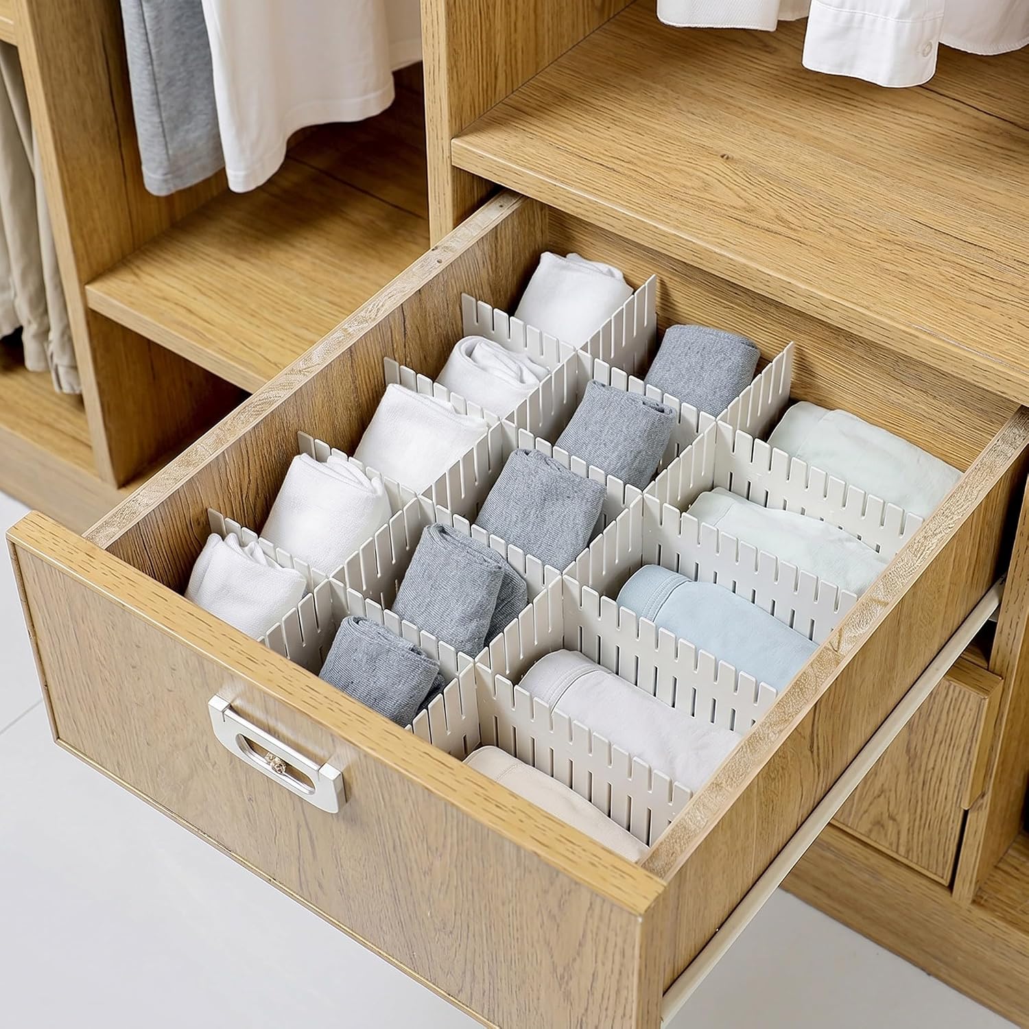 Operitacx 20pcs Drawer Dividers 2.8" Tall Adjustable Drawer Organizer Dividers Separator Cuttable for Tidying Clutter Cutlery Underwear Socks Clothes in Kitchen Bathroom Bedroom Office