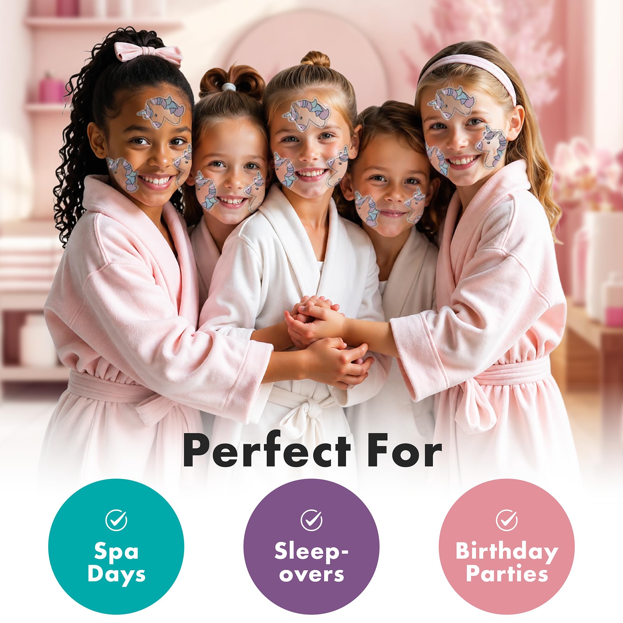 Unicorn Kids Face Masks Skincare Set, 10-Piece Vegan Organic Sheet Masks