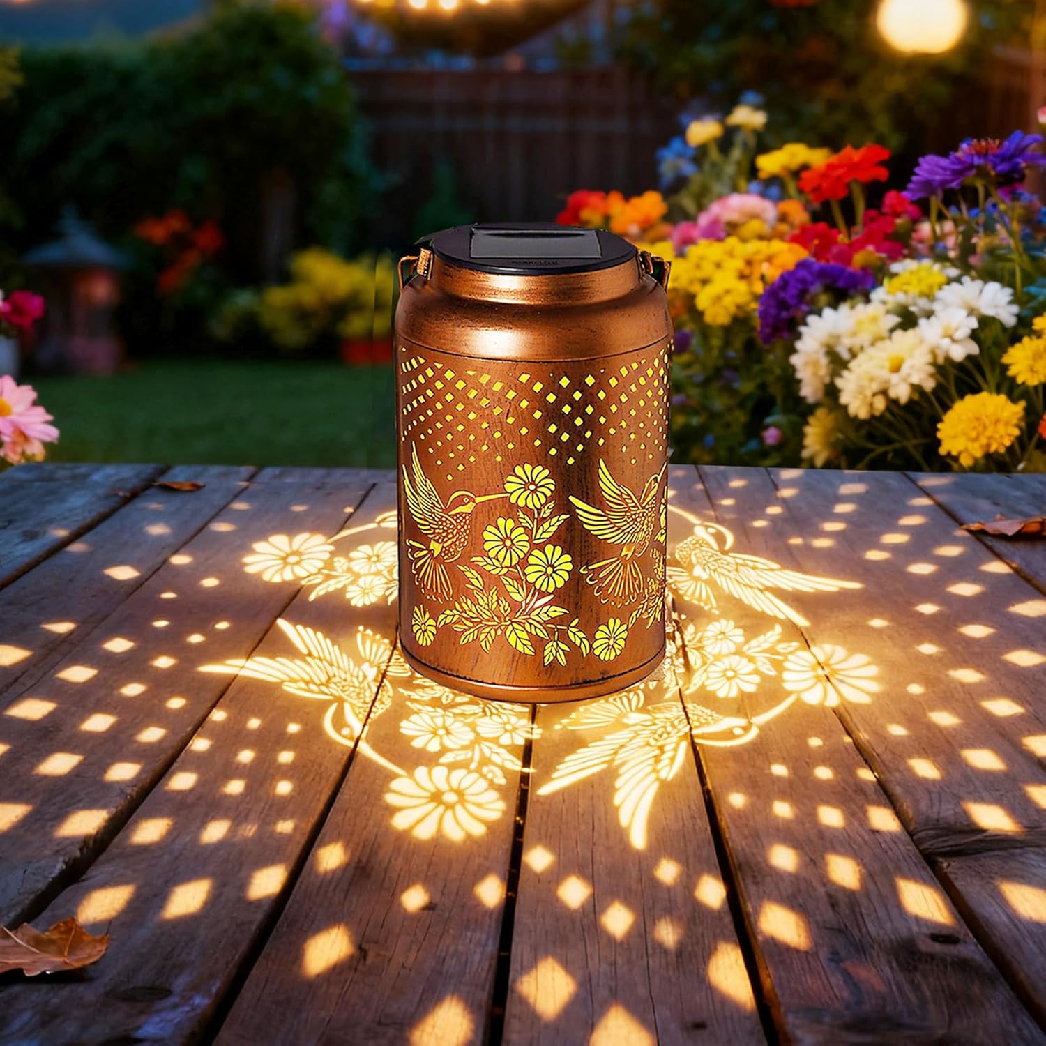 Hummingbird Solar Lantern Outdoor Waterproof Gifts for Women Mom Grandma Garden Decor Hanging Lights Metal Solar Decorative Outside for Patio Yard Pathway Landscape - Image 4