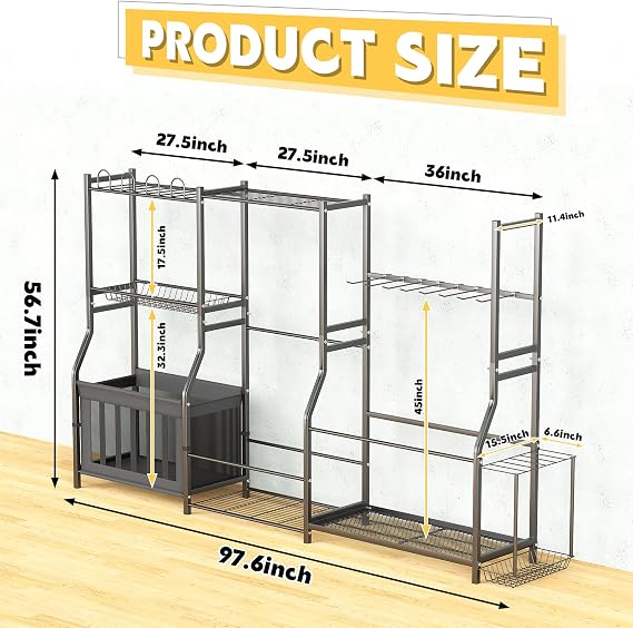 Ultrawall Sports Equipment Organizer, Golf Bag Stand with Ski & Snowboard Storage Rack, Ball Storage Rack with Basket, Garage Organization for Toy Storage, Indoor/Outdoor Use