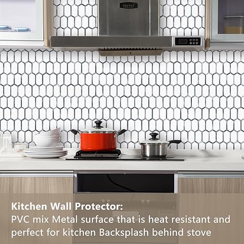 Miniatura 7 de Vamos Tile Azulejos sin costuras para despegar y pegar, 10 hojas para pegar en azulejos para salpicaduras de cocina y baño, azulejos de mosaico de