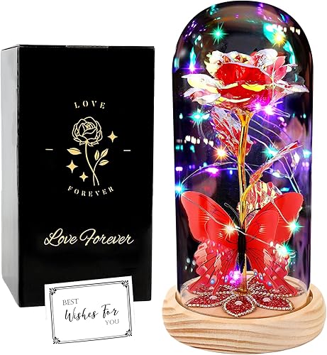 Miniatura 8 de Regalos de mujer para mamá de hija, rosa galaxia iluminada, rosa artificial, regalo de rosa de la Bella y la Bestia, regalos de cumpleaños para