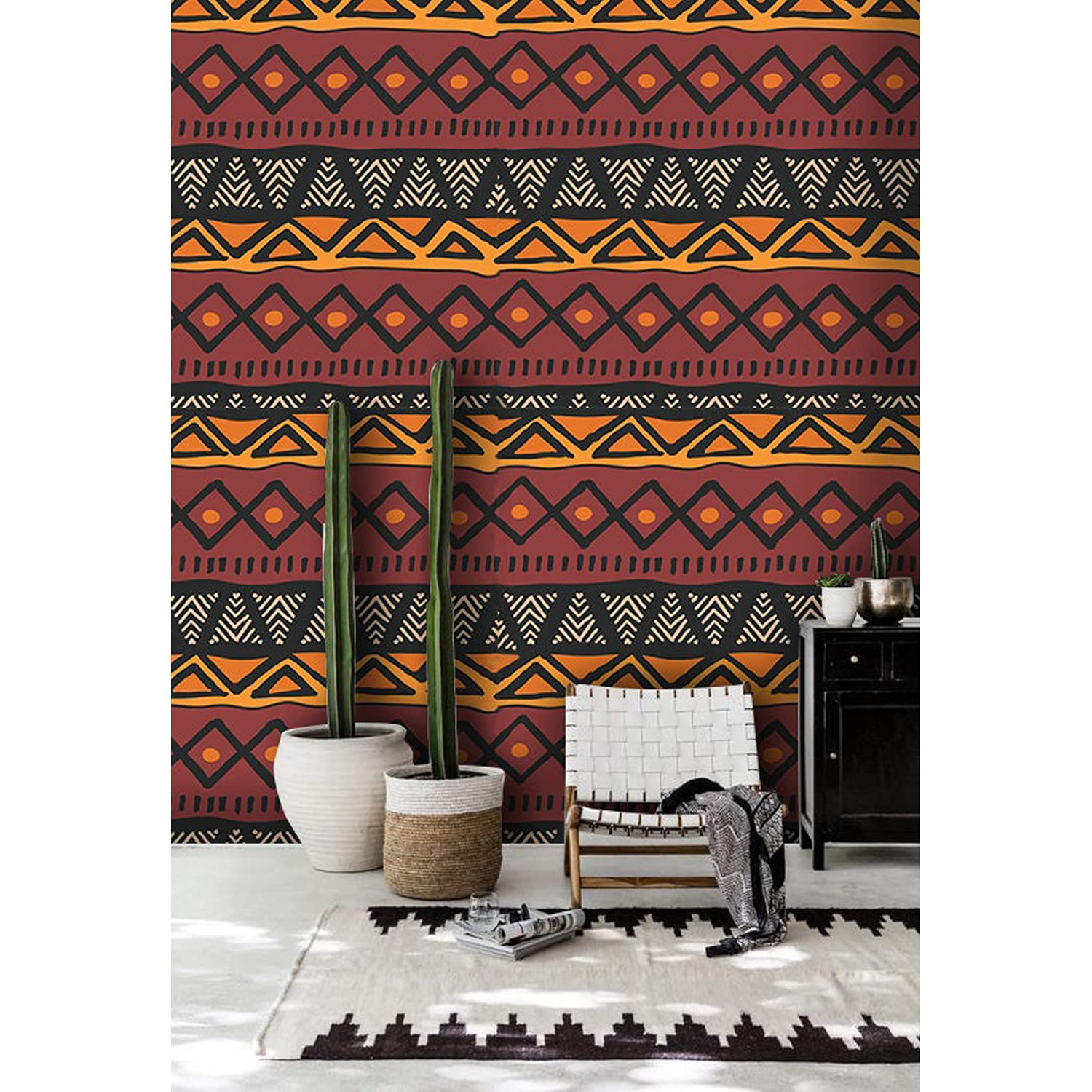 Papier peint en latex durable motif ethnique africain grand format 104x70cm