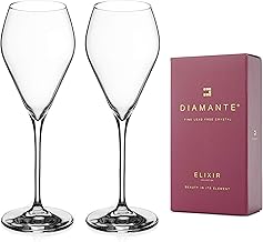 DIAMANTE Prosecco Champagne Flute Glasses - Premium Lead Free Crystal - Set of 2 in Gift Box