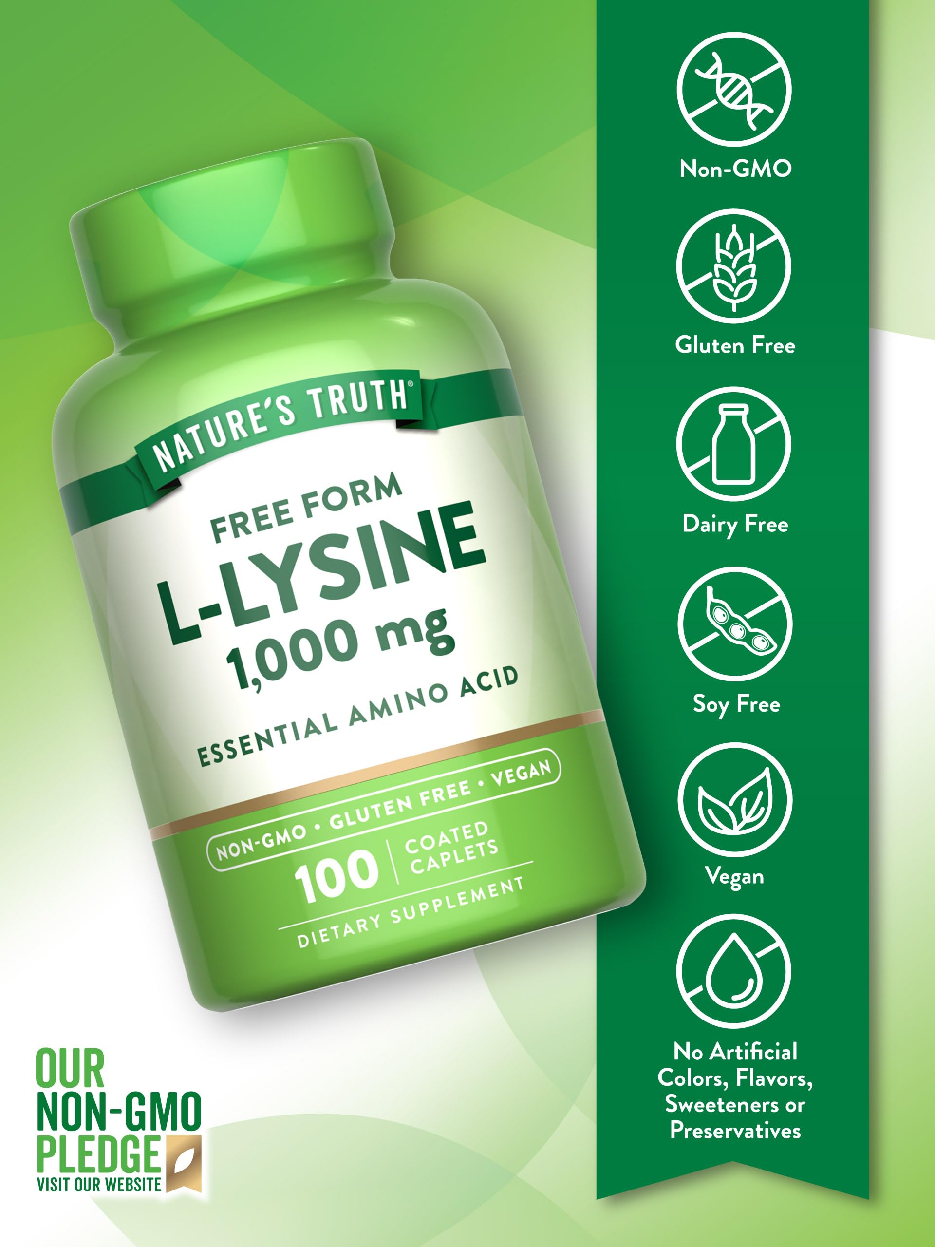 Nature's Truth L Lysine 1000mg | 100 Coated Caplets | Essential Amino Acid — Amazon image 3