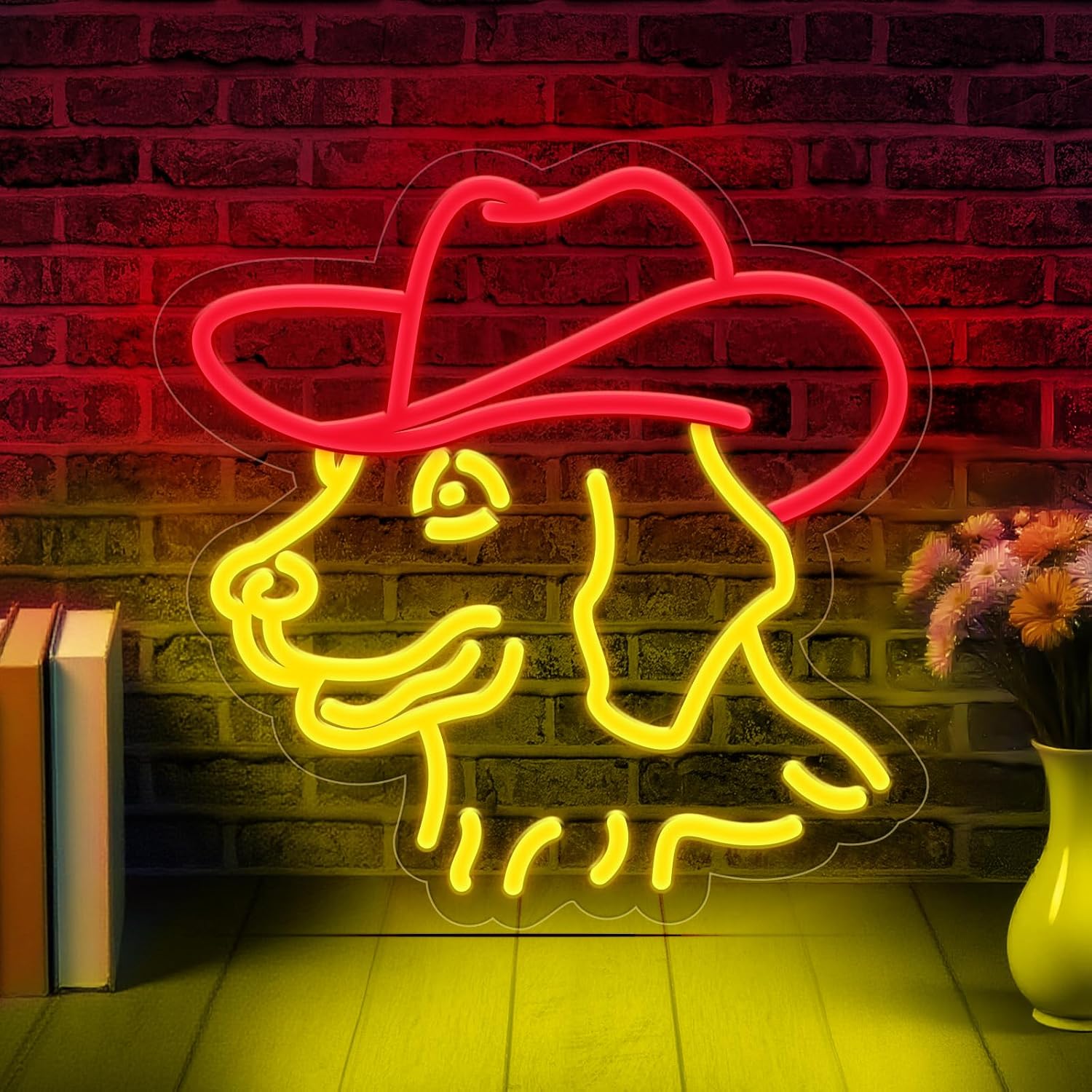 Golden Retriever Neon Sign for Wall Decor, Dimmable LED Cute Dog with Cowboy Hat Light Up Neon Signs, Pet Animal Neon Sign Pet Shop Decor for Bar Bedroom Birthday Party Christmas Gifts