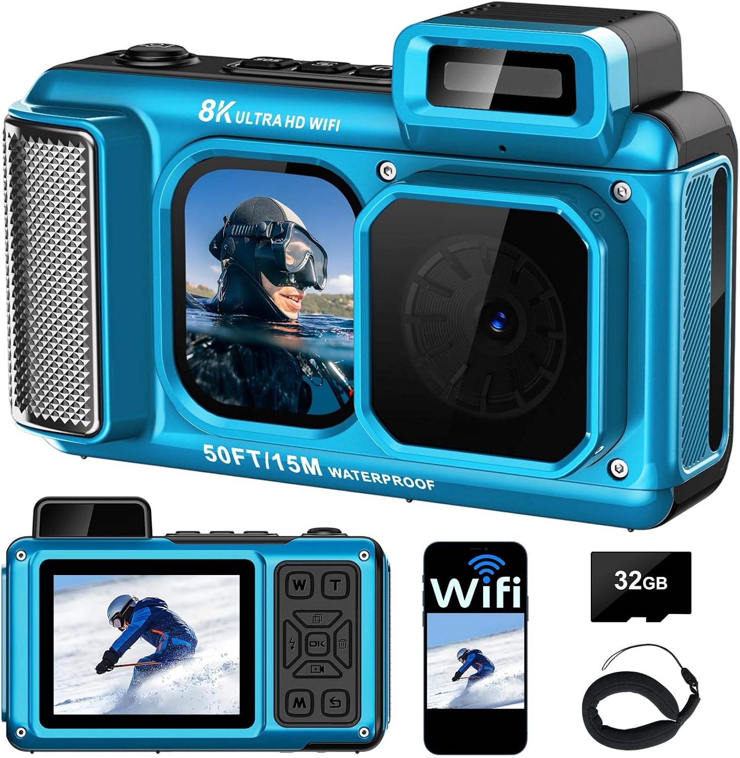 8K Underwater Camera, 90MP 50FT...
