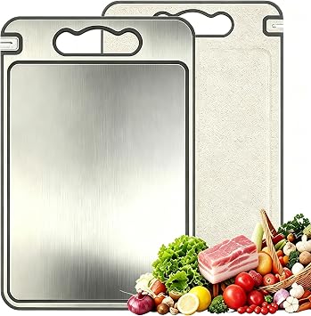 Tibo Cutting Board With Knife Sharpener | Tibo Cutting Board Dual-sided titanium & PP. Built-in sharpener & juice groove. For meat, veg, fruit. Easy clean prep surface