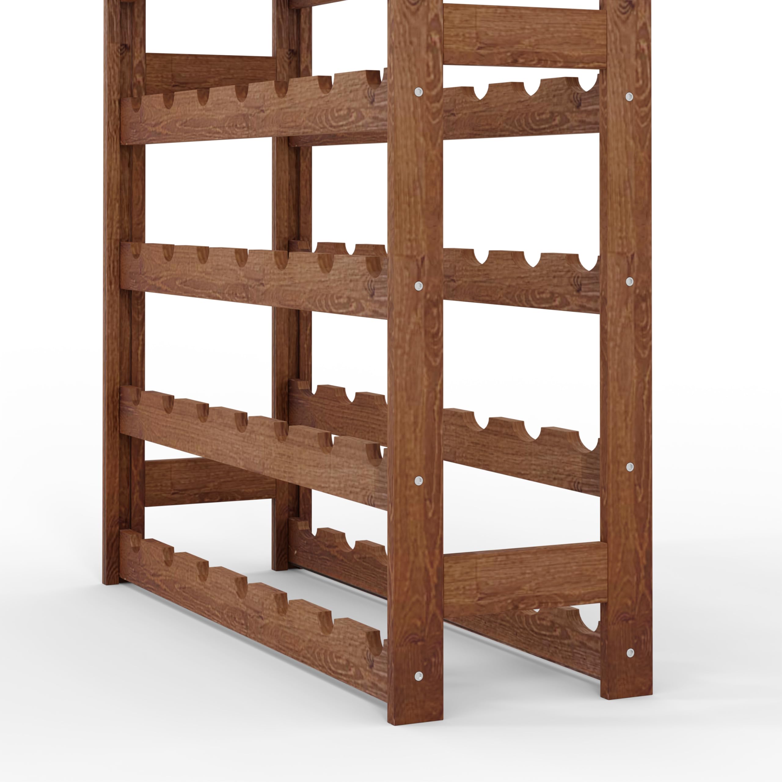 Lenmar Portabottiglie in legno per bottiglie marrone, RW-1, portabottiglie, cantina, mensole, portabottiglie RW-1-91, 198 x 72,5 x 25, 13 lettini, 91 bottiglie