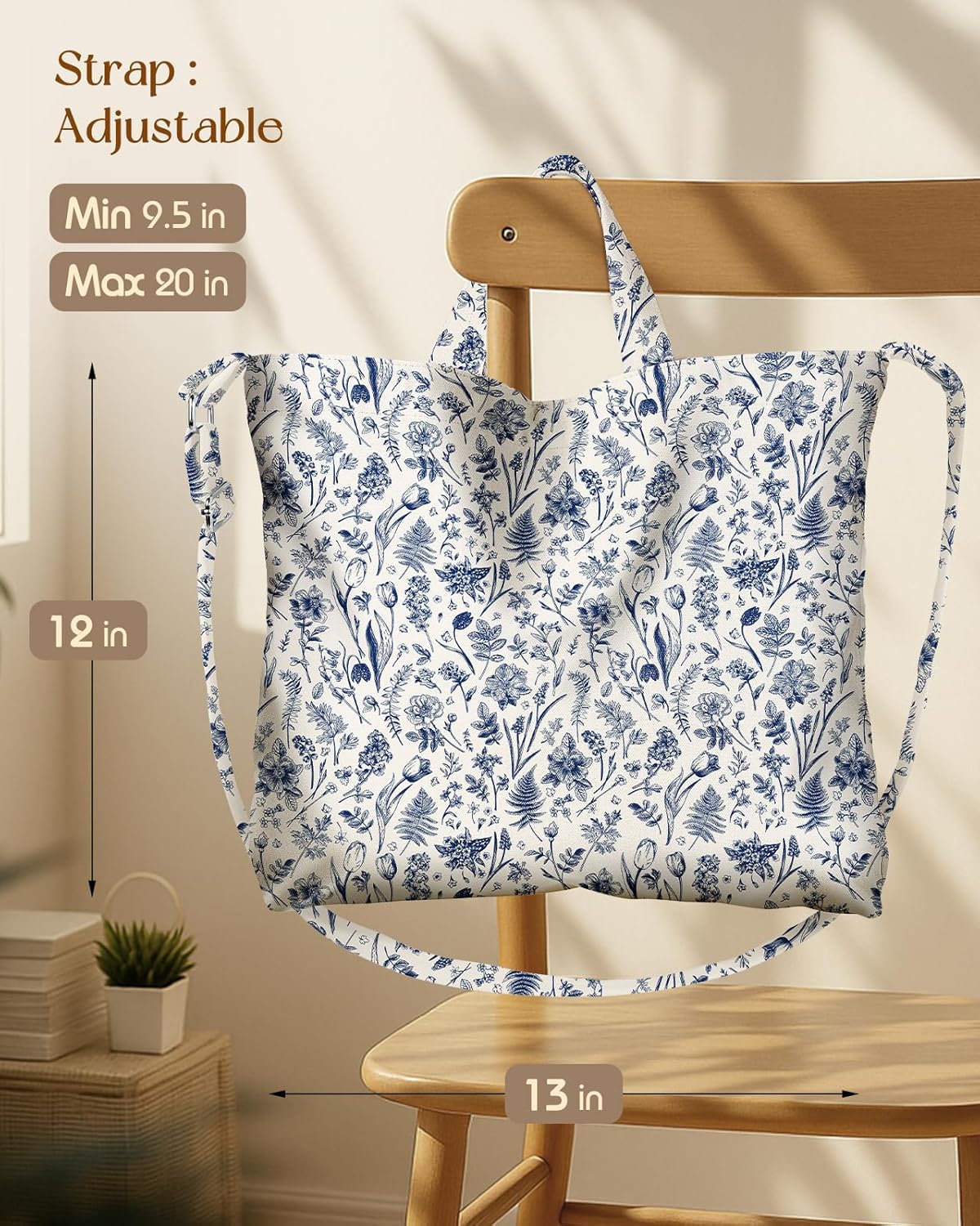 Canvas Crossbody Tote Bag for Women – Cute Large Shoulder Bags Handbags with Zipper Buckle Interior Pocket for Work - Image 4