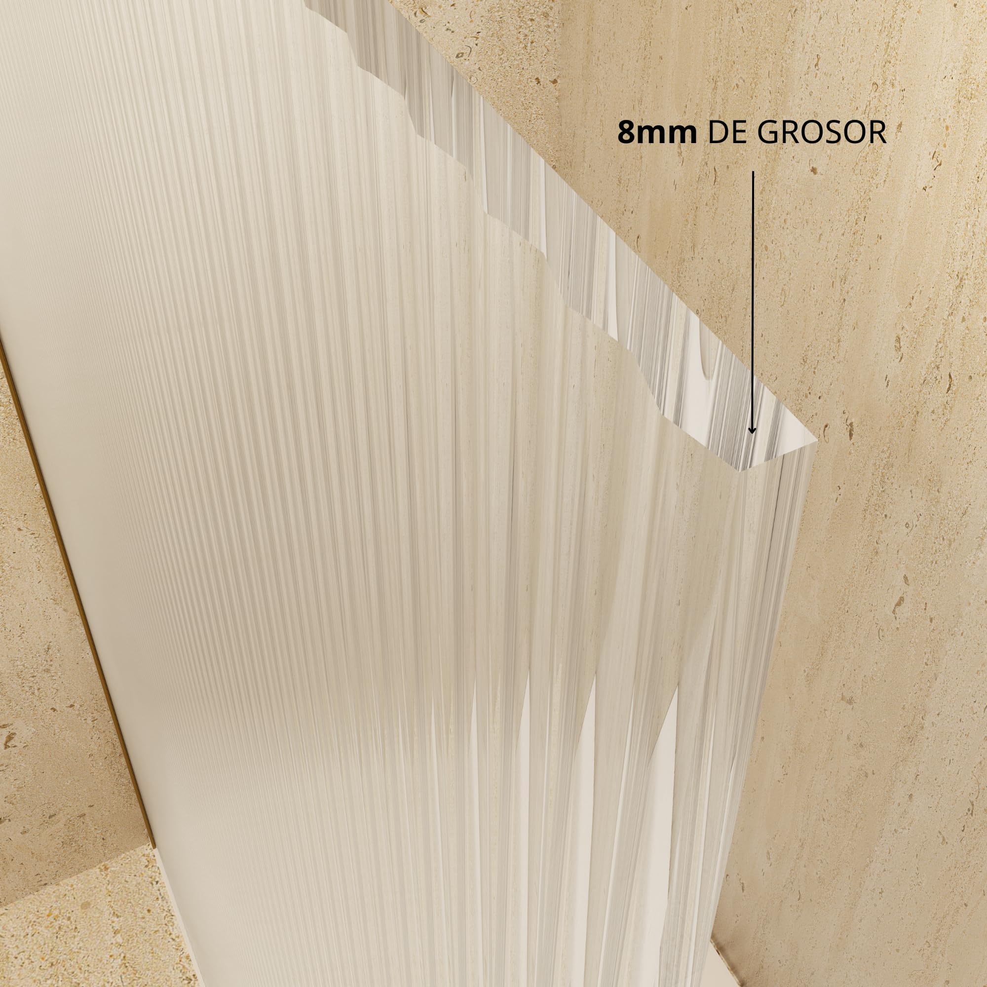 IMEX - Mampara Ducha Fija Dorada 80cm Frontal con Brazo de Sujeción | Mampara de Cristal Antical y Perfilería de Aluminio con 200cm de Altura | Vidrio con Grosor 8mm y Sistema de Montaje Fácil
