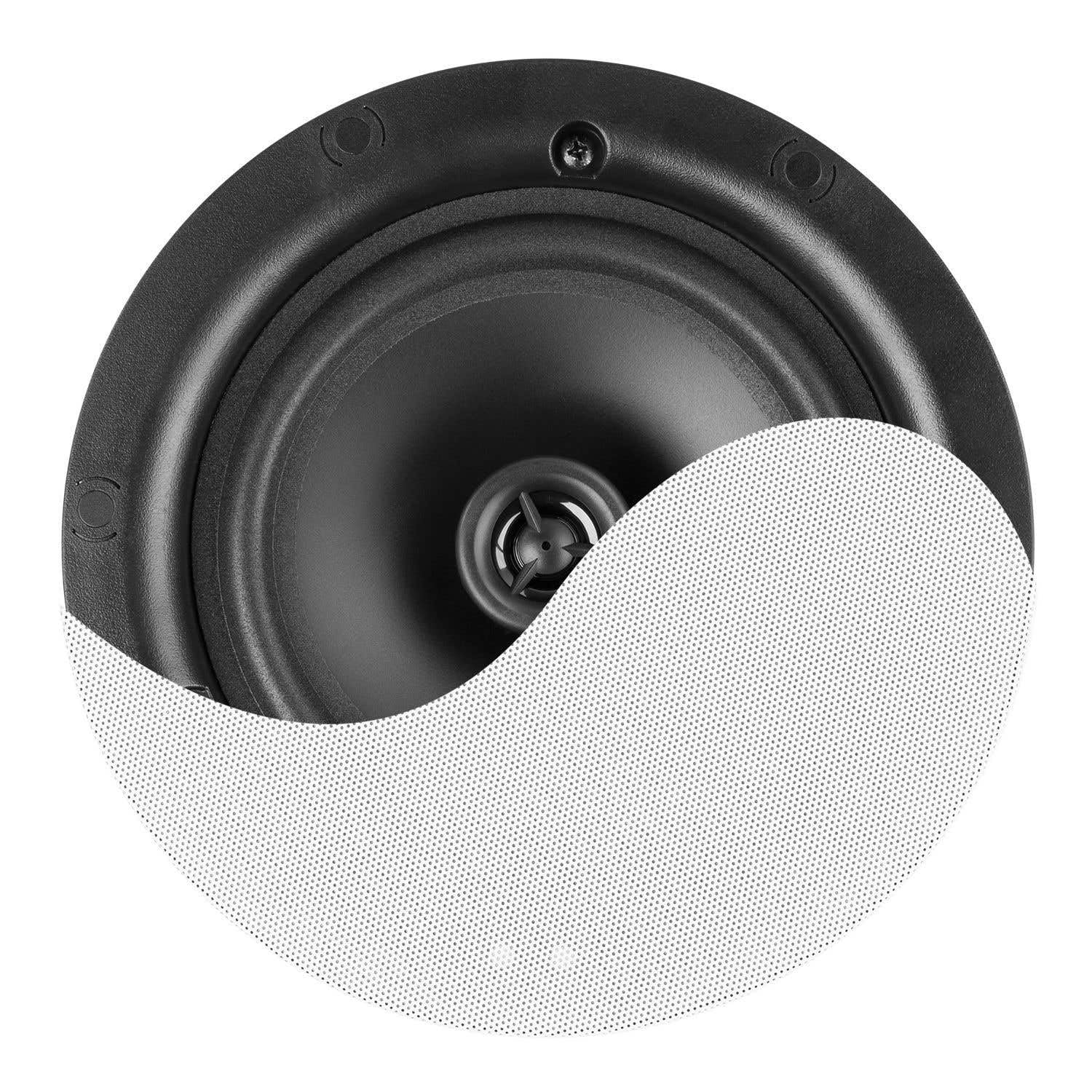 Power Dynamics NCSP5 Enceinte de Plafond 100V 5,25" 20 Watts - Blanc, 8 Ohms, Grille Métallique, Haut-Parleur avec Système de Fixation Rapide, Idéal pour Installation Public Address