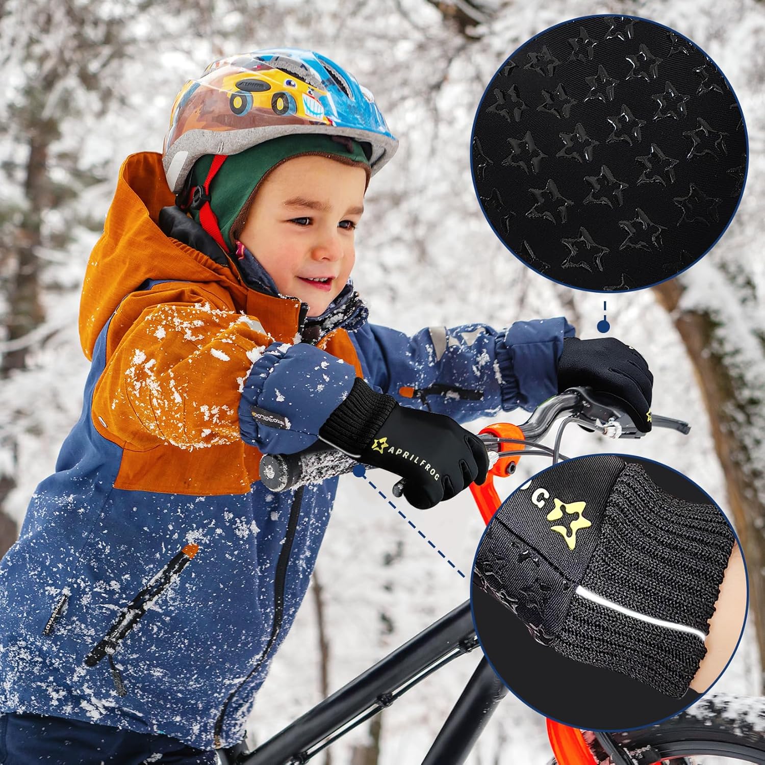 Winter Kids Warm Sports Gloves: Cold Weather Water Resistant Touchscreen Fleece Soft Lining Children Mittens for Boys Girls 6-14 Years Black XXL(12-14Years)