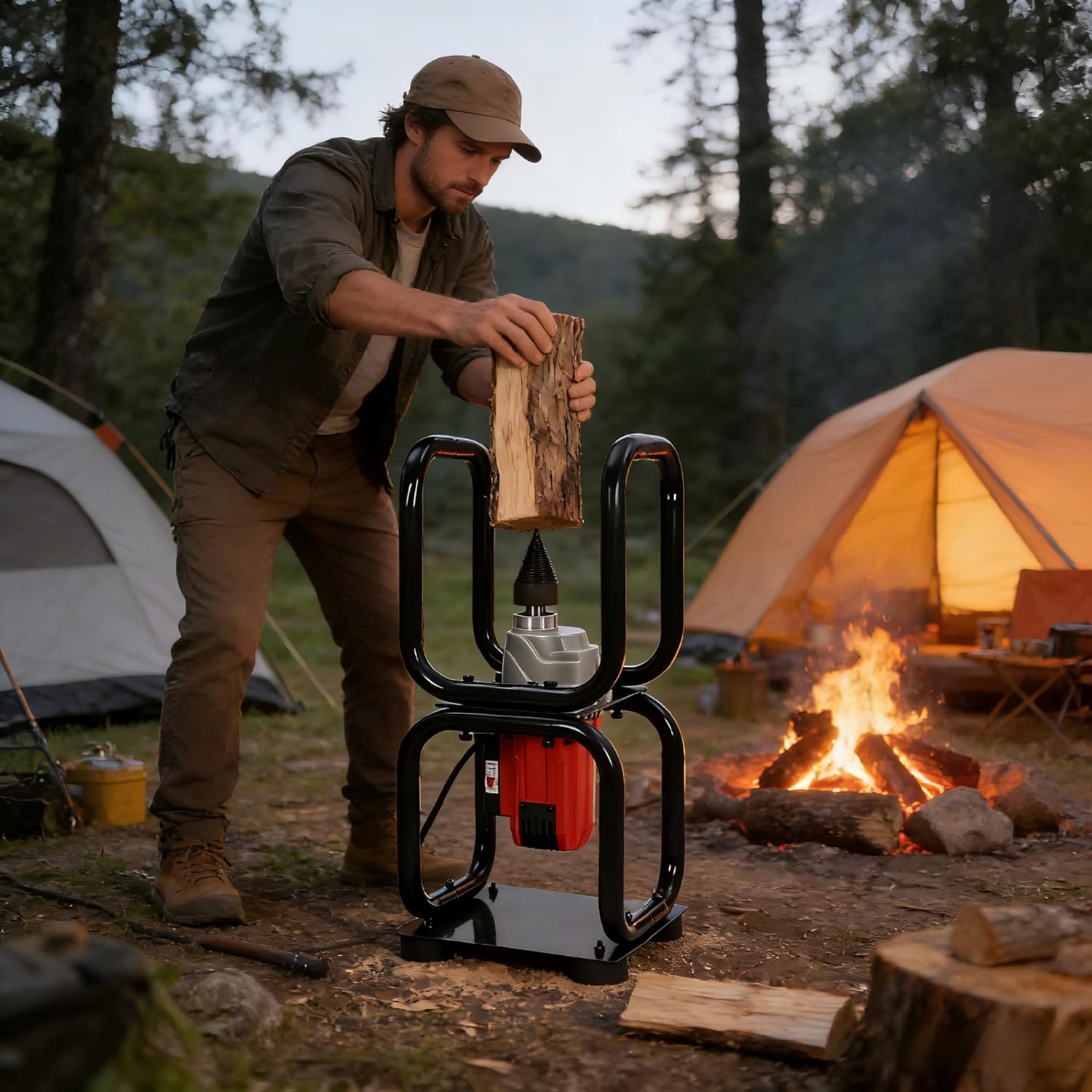 Electric Log Splitter, 3.3KW Automatic Wood Splitting Wedge Machine, Electric Firewood Splitting Machine, Can Split Up to 9.45 inches in Diameter, for Wood Mills, Firewood Splitting