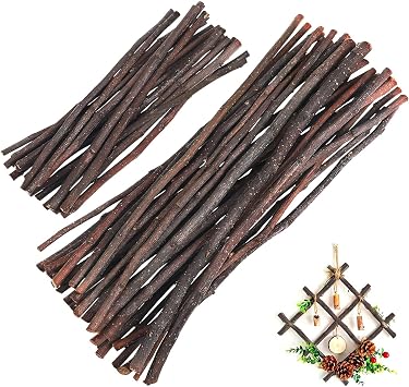 SHINEOFI Wood Sticks for Crafts Natural Birch Twigs 20pcs 7.87 in and 30pcs 11.81 in Long Branches Craft Sticks for DIY Projects Photo Props Home Decor