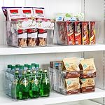 Vtopmart 4 Boîtes de rangement en plastique transparent, 11x11 Cube Boîtes d'organisateur avec poignée pour rangement de garde-manger,Parfait pour placard de salle de bain,Cuisine de cuisine,L'organisation de la salle de laverie