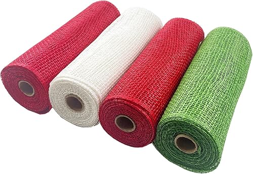 Miniatura 6 de Malla de arpillera de poliéster de 10 pulgadas, 5 yardas cada uno, rollos de arpillera de color lino, para suministros de corona, fabricación de